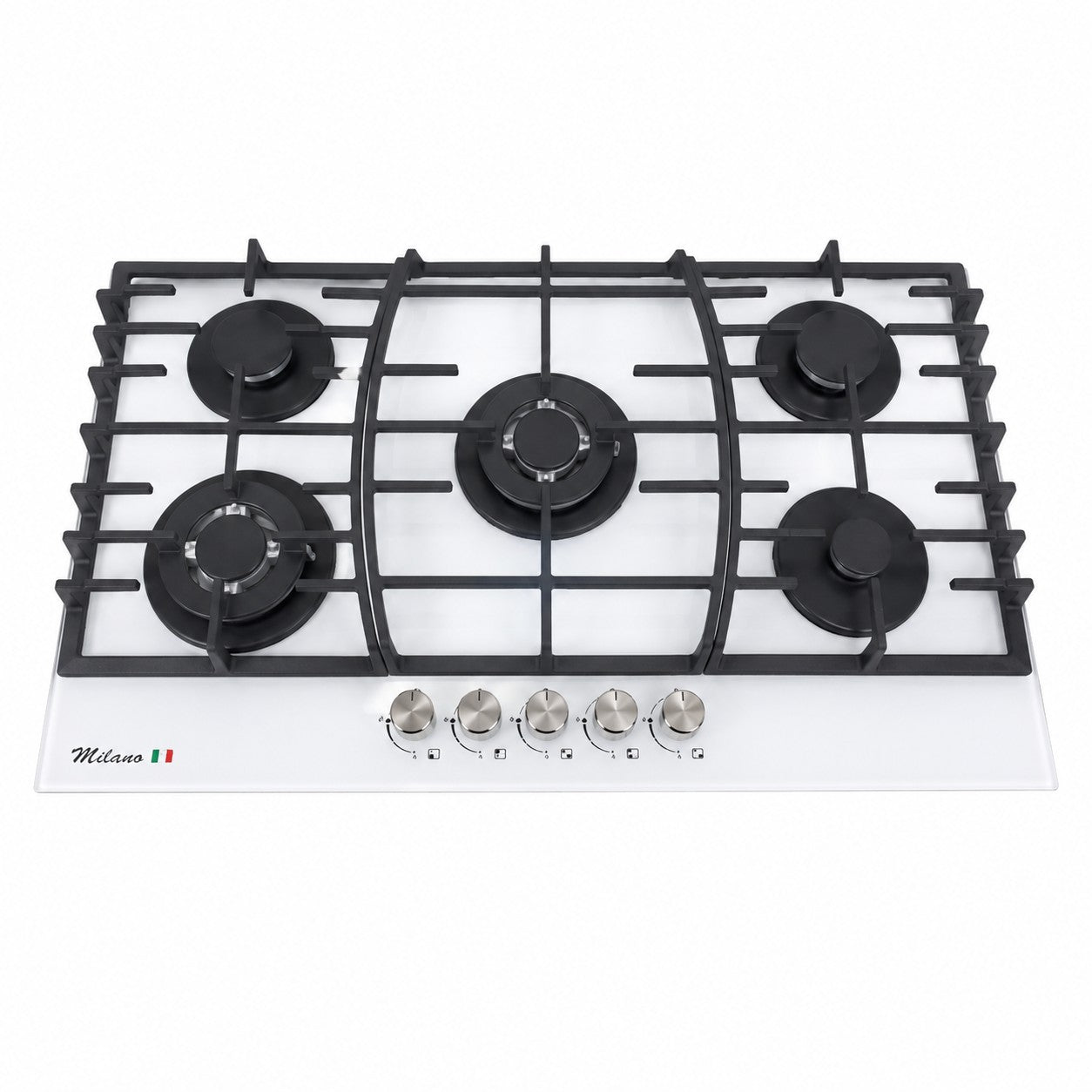 طباخ غاز ميلانو بلت إن 90 سم زجاج أبيض – خمس عيون ID-G-5050W